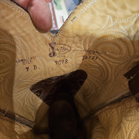 Men's Justin Chocolate Eel Hide Western Boots Estate item - Picture 4 of 6